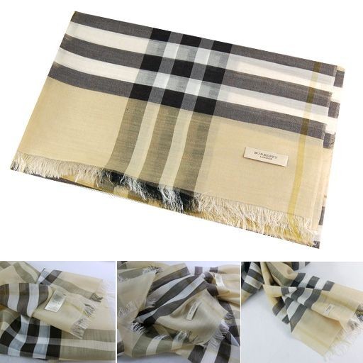 Burberry Checked Carmel Silk-Blend Gauze Scarf