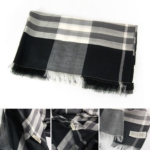 Burberry Black Checked silk-blend Gauze Scarf