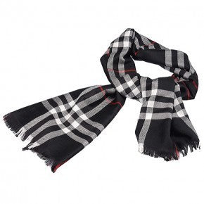 Burberry Black Checked silk-blend Gauze Scarf