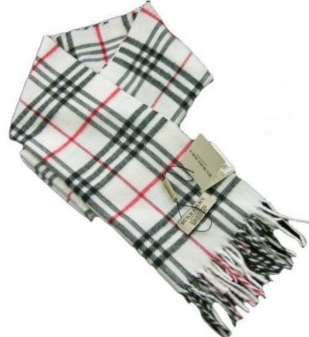 Burberry Exploded Giant Check Cashmere Scarf-White