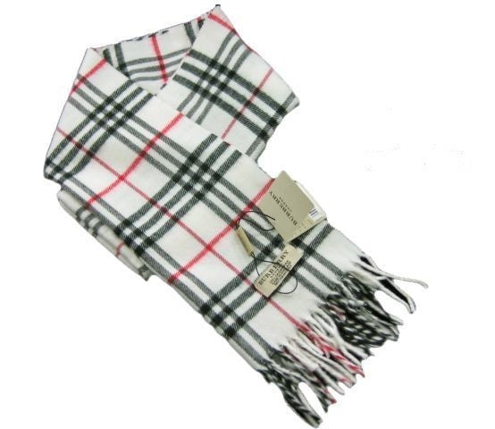 Burberry Exploded Giant Check Cashmere Scarf-White