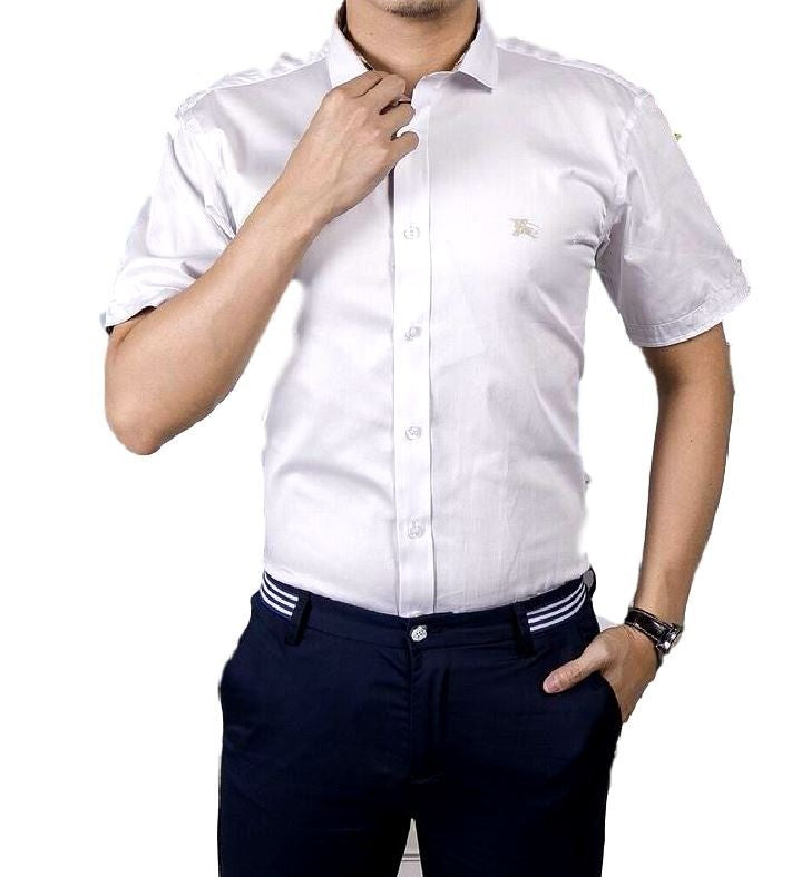 Burberrymen's Short  Sleeve Check Inner Collar  White