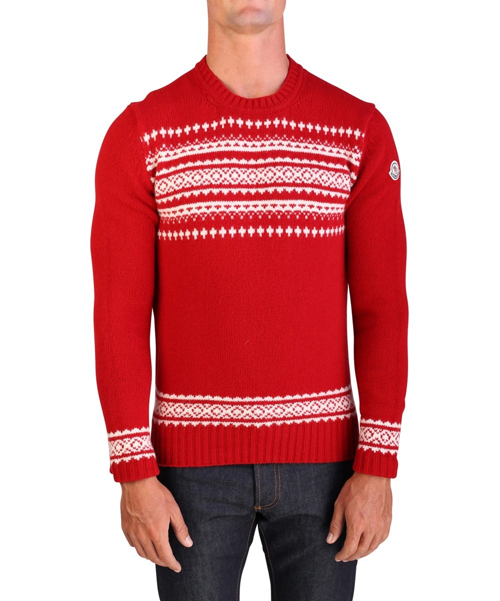 MONCLER Moncler Men's Virgin Wool Holiday Crewneck Sweater Red Main image