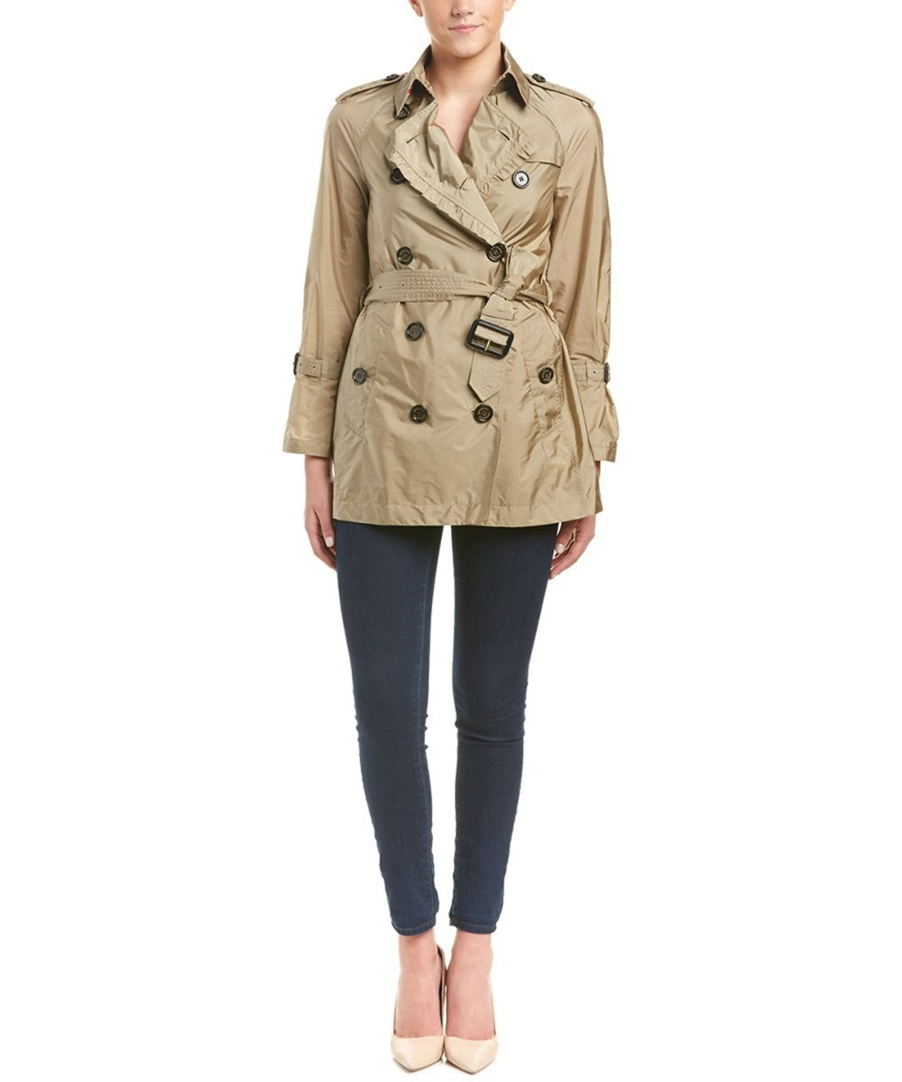 Burberry Packaway Ruffle Detail Showerproof Trench Coat