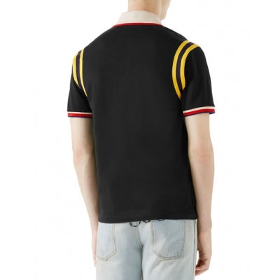 GUCCI Men's Stripe Sleeve Bee Polo Shirt Black Secondary image