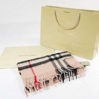 Burberry Exploded Giant Check Cashmere Scarf Tan Closeout