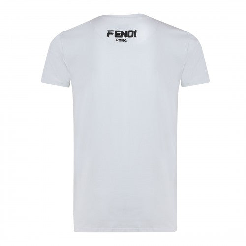 FENDI  Men's Stamp Monogram T Shirt White