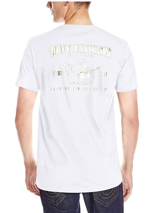 True Religion Metallic Gold Buddha Graphic Tee