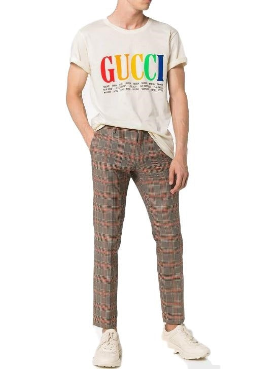 GUCCI Rainbow Cities Print Cotton T Shirt