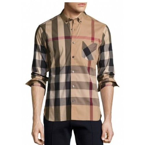 Burberry Men's Thornaby Slim Fit Plaid Sport shirt Brown Main image