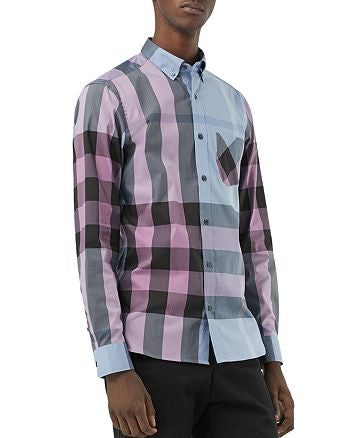 Burberry Men's Thornaby Slim Fit Plaid Sport shirt Blue Main image