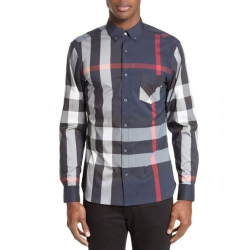 Burberry Men's Thornaby Slim Fit Plaid Sport shirt Navy Main image