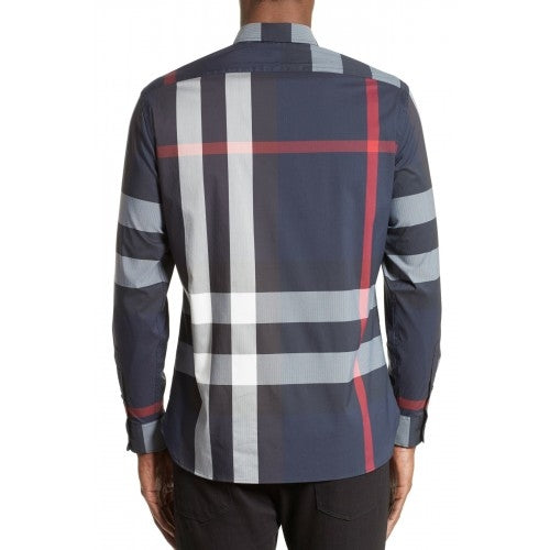 Burberry Men's Thornaby Slim Fit Plaid Sport shirt Navy Secondary image