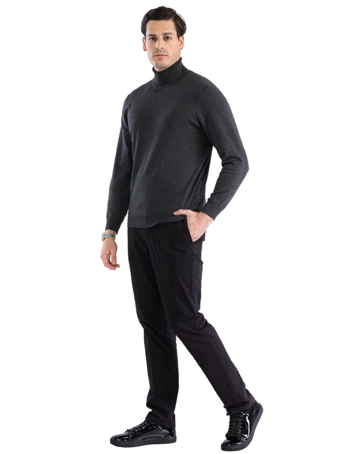 MENS CHARCOAL PULLOVER TURTLENECK SWEATER