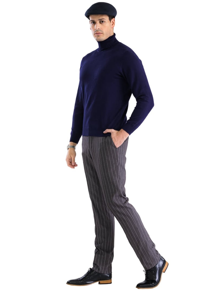 MENS NAVY PULLOVER TURTLENECK SWEATER