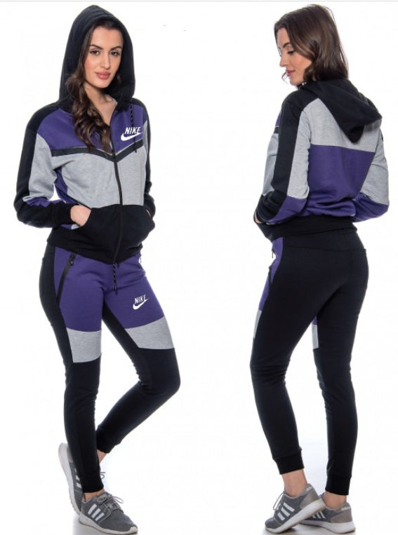 Nike Womens Essential Colorblock Full-Zip Fleece Hoodie & Pants Set