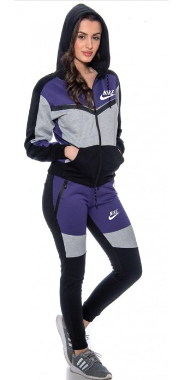 Nike Womens Essential Colorblock Full-Zip Fleece Hoodie & Pants Set