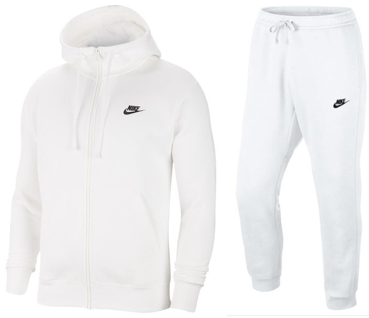 Nike Sportswear Club Fleece Men's Full Zip Hoodie & Pants Set White