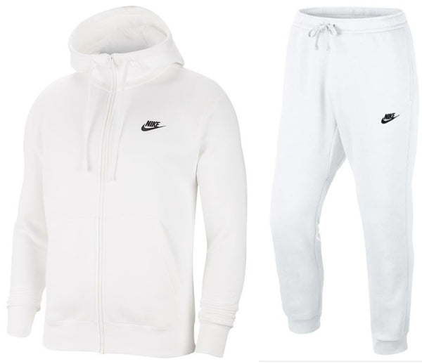 Nike Sportswear Club Fleece Men's Full Zip Hoodie & Pants Set White