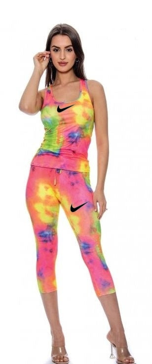 Nike dri fit Capri leggings &Tank top Set Tie Dye