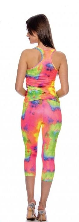 Nike dri fit Capri leggings &Tank top Set Tie Dye