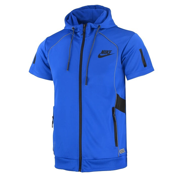 Nike Men's Tech Short-Sleeve Full Zip Hoodie & Short Set Royal Final Sale
