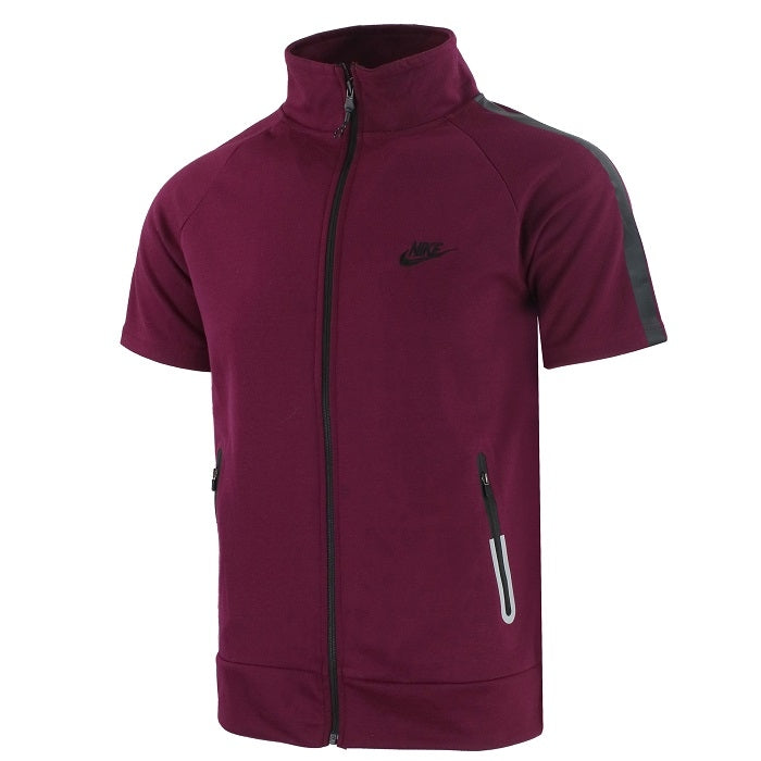 Nike Men's Tech Short-Sleeve Full Zip Jacket & Short Set Burgundy Secondary image