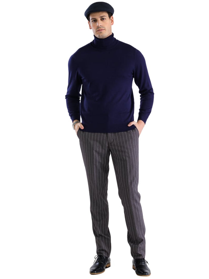 MENS NAVY PULLOVER TURTLENECK SWEATER