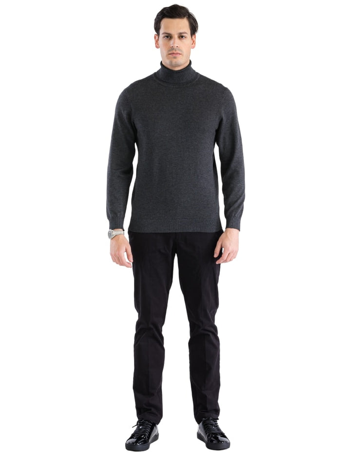 MENS CHARCOAL PULLOVER TURTLENECK SWEATER