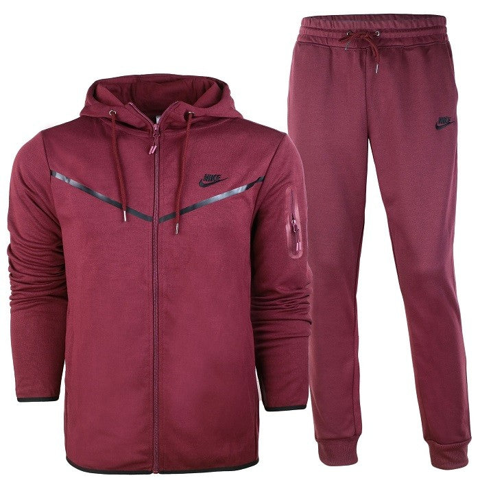 Nike Men's Tech  Fleece Zip Hoodie & 2 Pc Pants Set Burgundy Main image