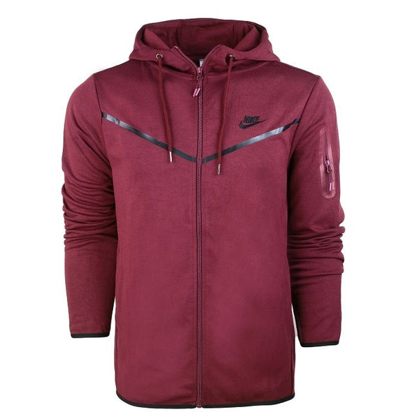Nike Men's Tech  Fleece Zip Hoodie & 2 Pc Pants Set Burgundy