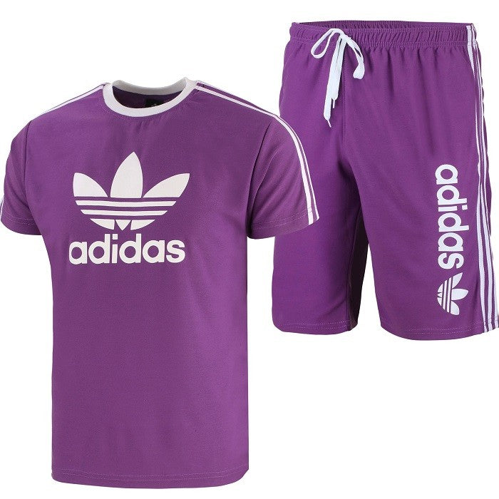 Adidas Men's 3-Stripes  Shorts & Tee Shirt Set Final Sale