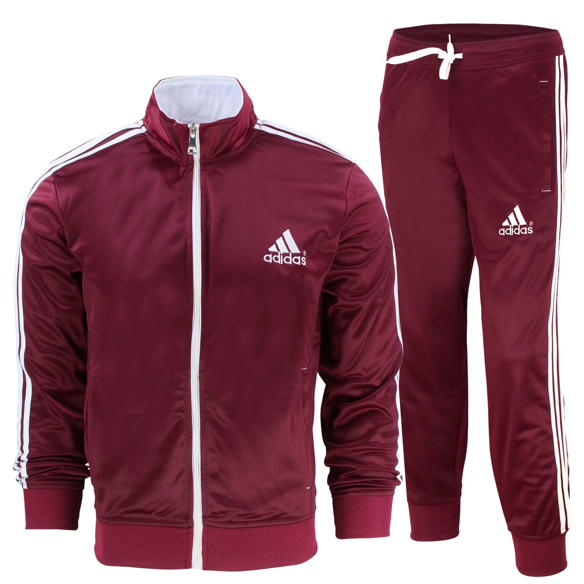 Adidas 3-Stripe Tricoat Track Set Jacket & Pants Burgundy Main image