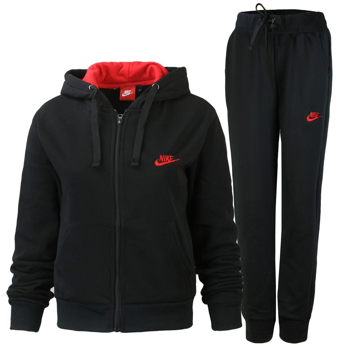 Nike Women's Sportswear Colorblock Fleece Hoodie & Pants 2 Pc Set Black/Red Main image