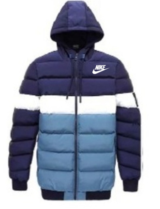 Nike Men's Quilted Color Blocked Hooded Puffer Jacket