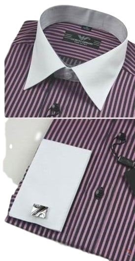 Armani Men's Striped White Collar Button Down Shirt Secondary image