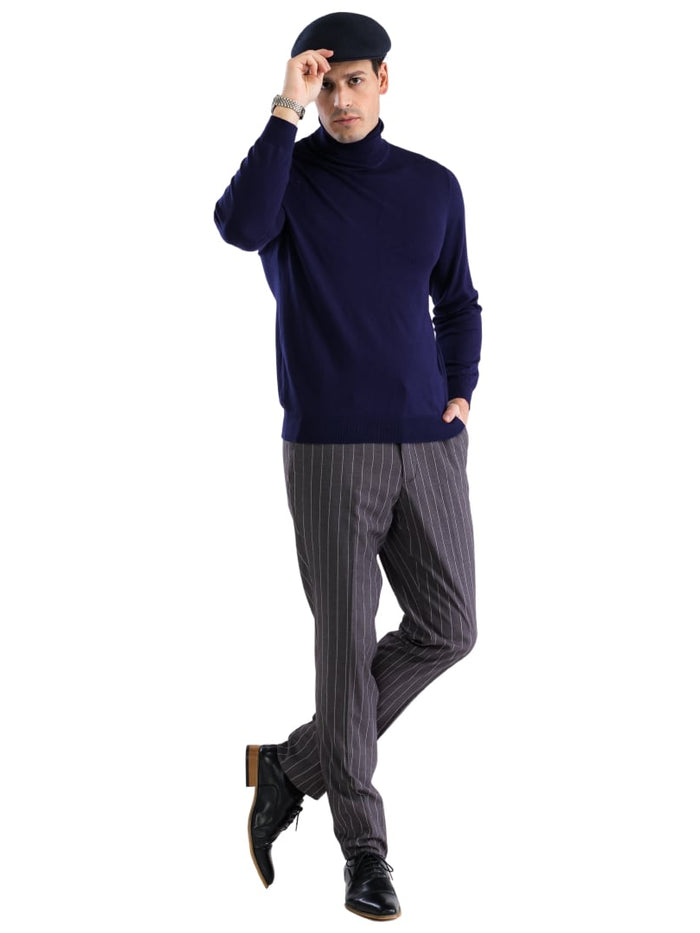 MENS NAVY PULLOVER TURTLENECK SWEATER