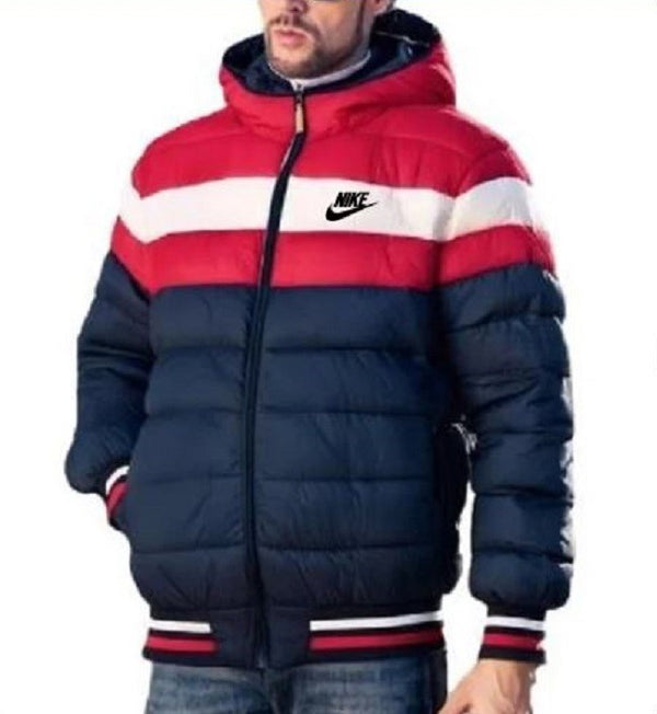 Nike Men's Quilted Color Blocked Hooded Puffer Windrunner Jacket