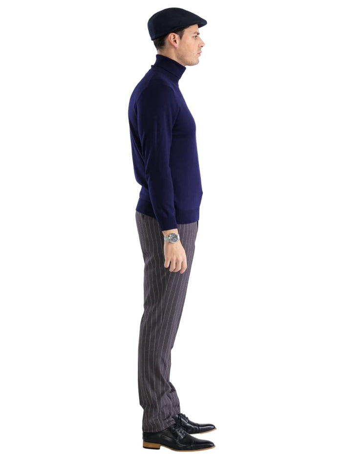 MENS NAVY PULLOVER TURTLENECK SWEATER