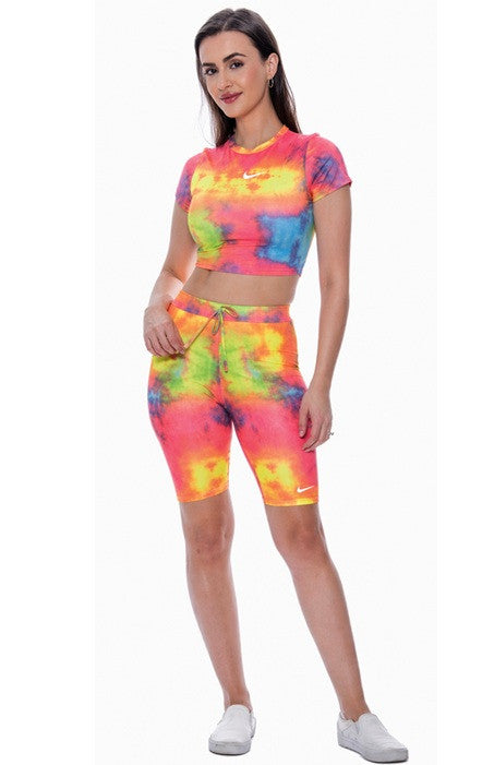 Nike Women's Tye Dye High-Waisted Biker Shorts & Tee Shirt Secondary image