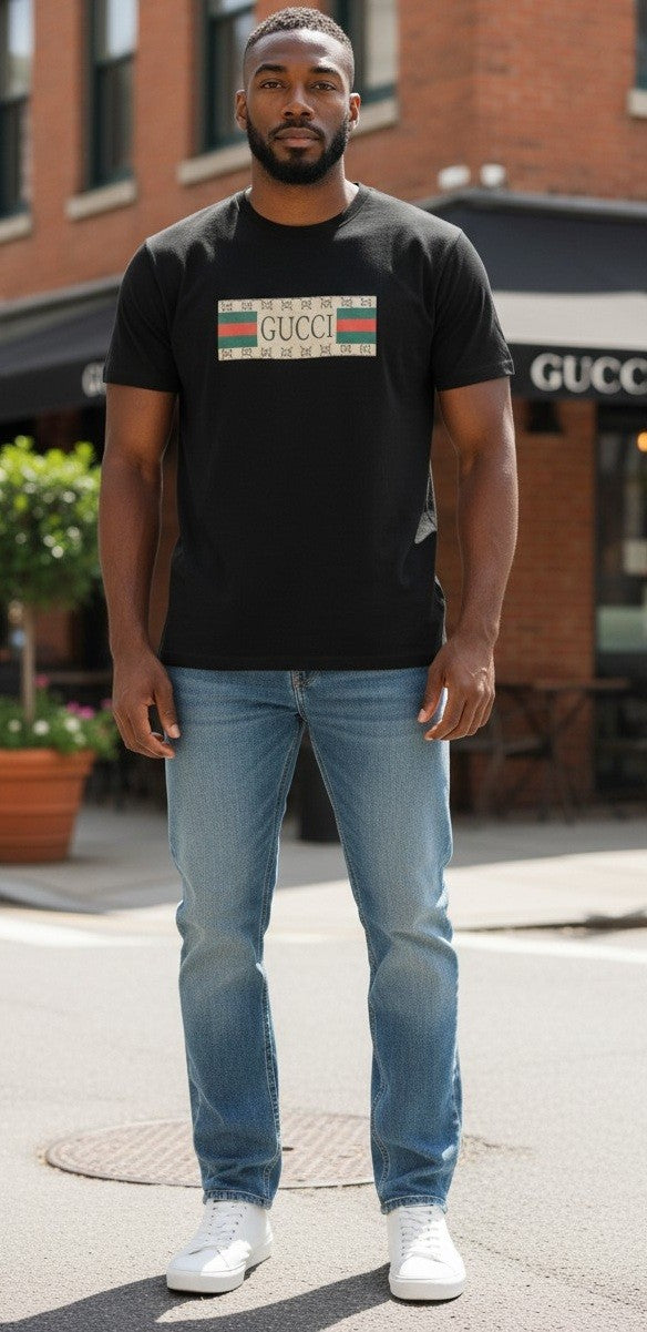 Gucci Cotton Logo Printed Crew Neck T-Shirt