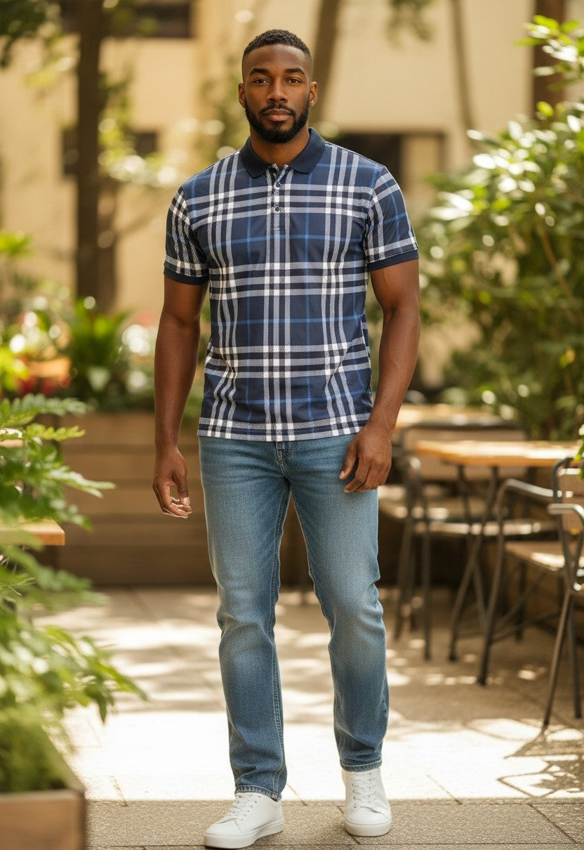 Burberry Men's Ferry Knit Check Polo Shir