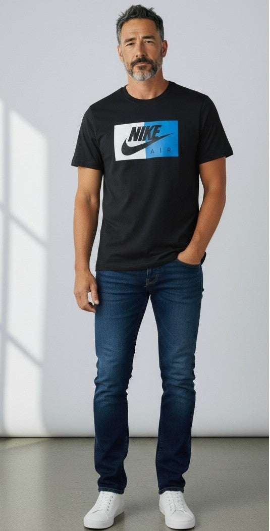Nike Air Men's Athletic Short Sleeve Color Blocked Logo Gym Graphic T-Shirt