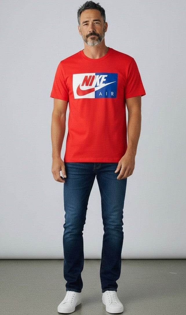 Nike Air Men's Athletic Short Sleeve Color Blocked Logo Gym Graphic T-Shirt