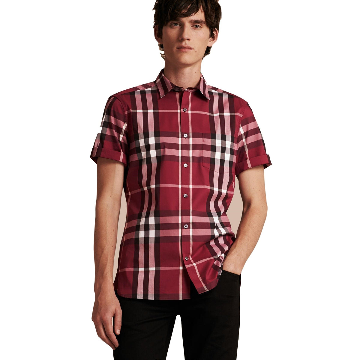 Burberry Men's Brit Check Short-Sleeve Shirt Red Main image