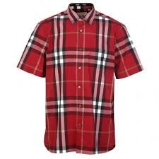 Burberry Men's Brit Check Short-Sleeve Shirt Red