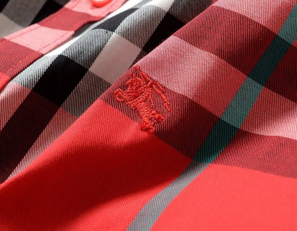 Burberry Men's Brit Check Short-Sleeve Shirt Red