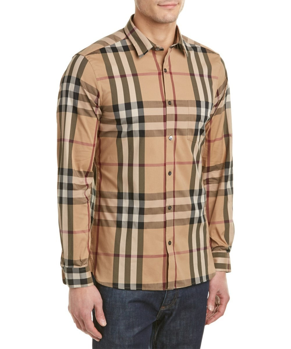 Burberry Brit Men's Long Sleeve Check Shirt Carmel