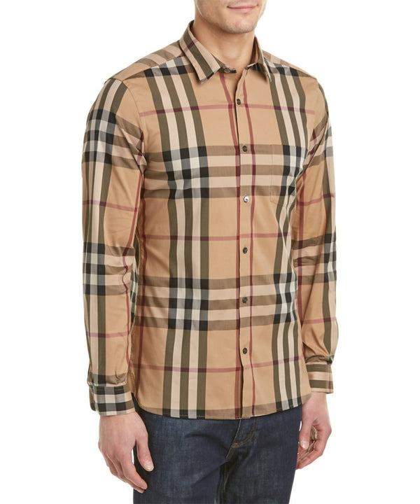Burberry Brit Men's Long Sleeve Check Shirt Carmel