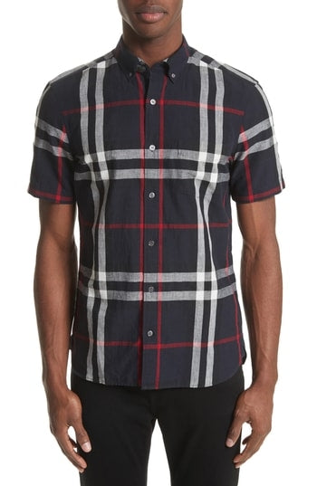Burberry Men's Brit Check Short-Sleeve Shirt Black Main image